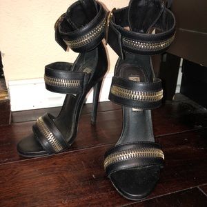 Black zipper heels